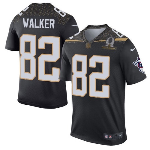 Men's Elite Delanie Walker Nike Jersey Black - #82 Team Irvin 2016 Pro Bowl NFL Tennessee Titans